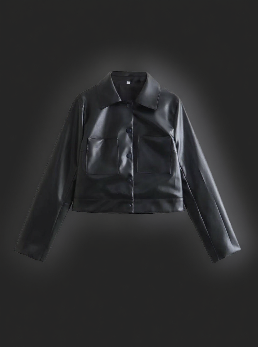 Women's Minimalist Faux Leather Shirt Jacket