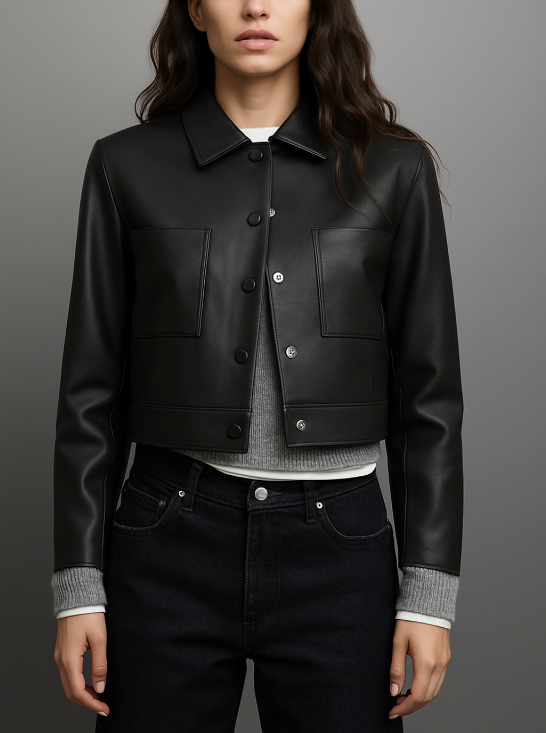 Women's Minimalist Faux Leather Shirt Jacket