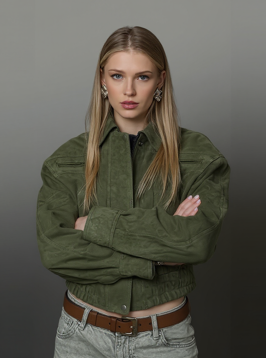 Women's Suede Cropped Utility Jacket
