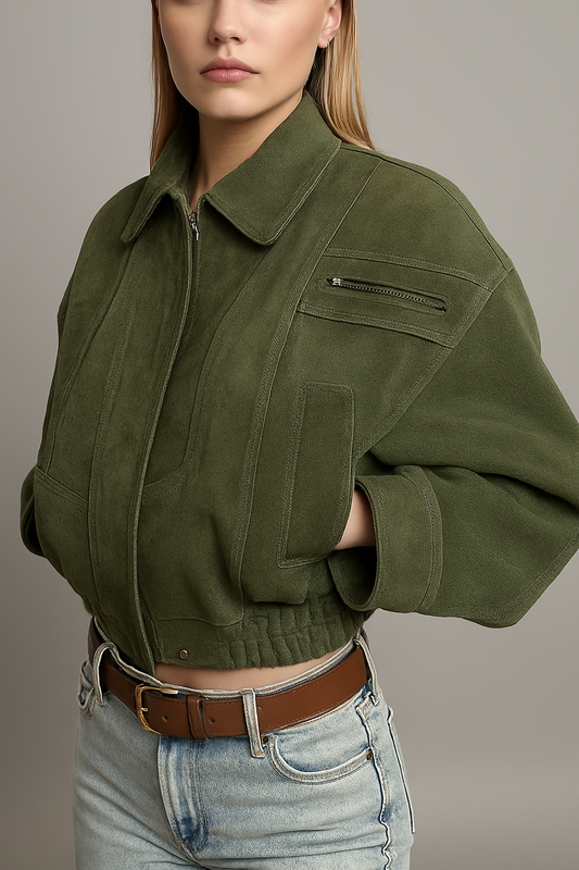 Women's Suede Cropped Utility Jacket
