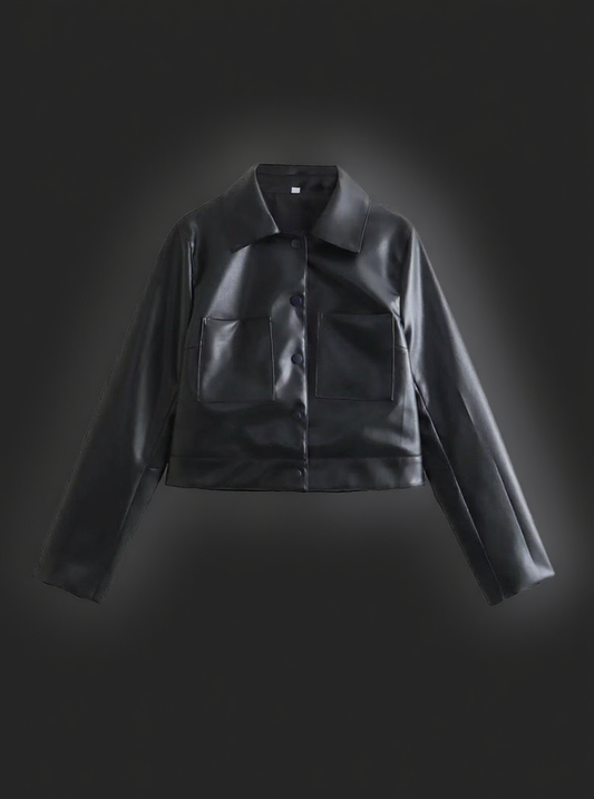 Women's Minimalist Faux Leather Shirt Jacket
