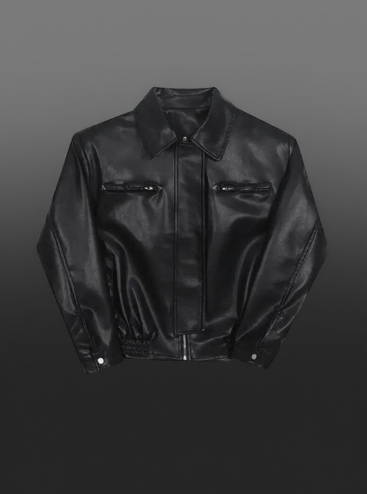 Glossed Black Faux Leather Jacket