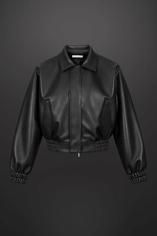 Oversized Black Leather Bomber Jacket – Bold Fit, Timeless Attitude