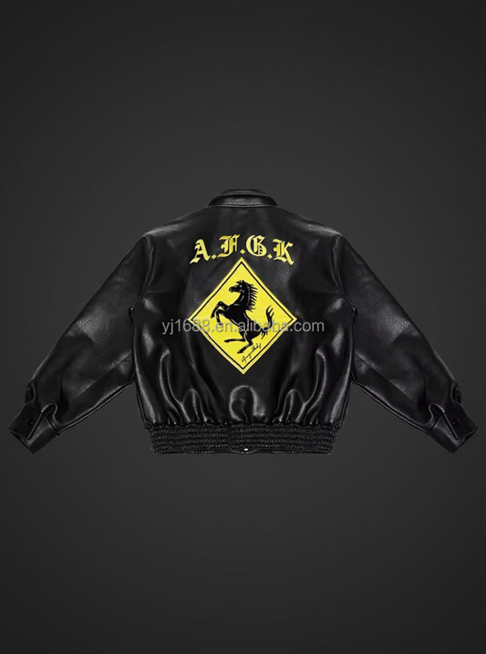 Classic Varsity Bomber Jacket – Black Leather Style